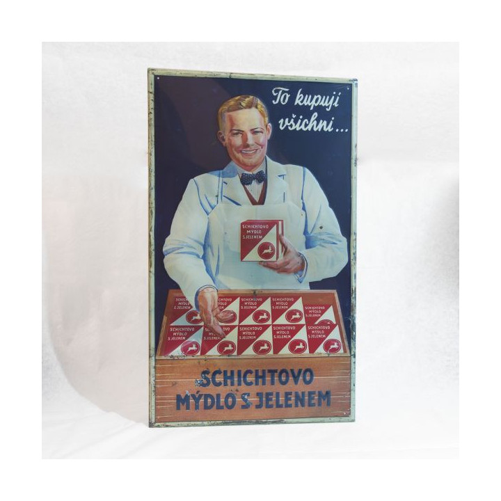 Schild  der lokalen Marke  - Mýdlo s jelenem - To kupují všichni…